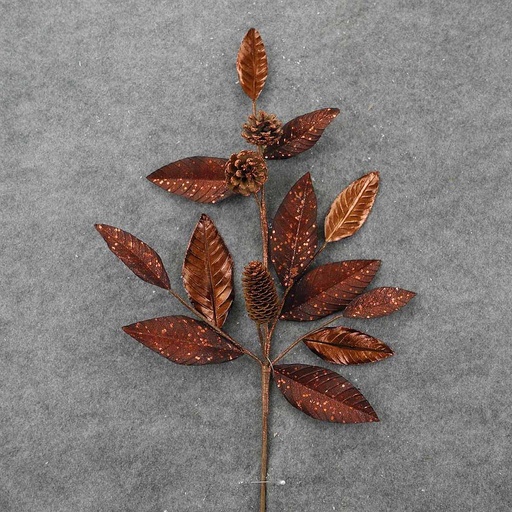 [XA8016-BRZ] LEAF/CONE SPRAY W/GLITTER 27"  BRONZE