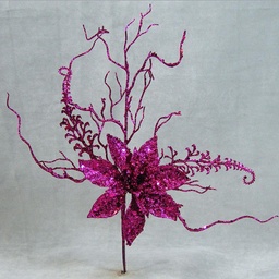 [XB350-FUS] POINSETTIAw/GLIT&amp;GRASS 17&quot; FUCHSIA