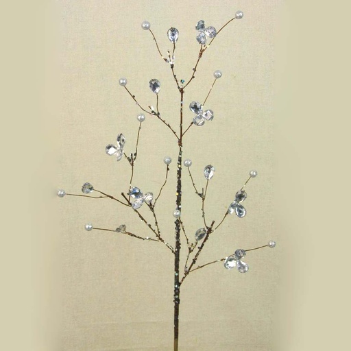 [XA343-SIL] TWIG SPRAY W/JEWEL 23" SILVER