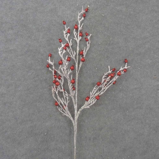 [XA7059-RED] TWIG SPRAY W/ICE RED BERRIES   