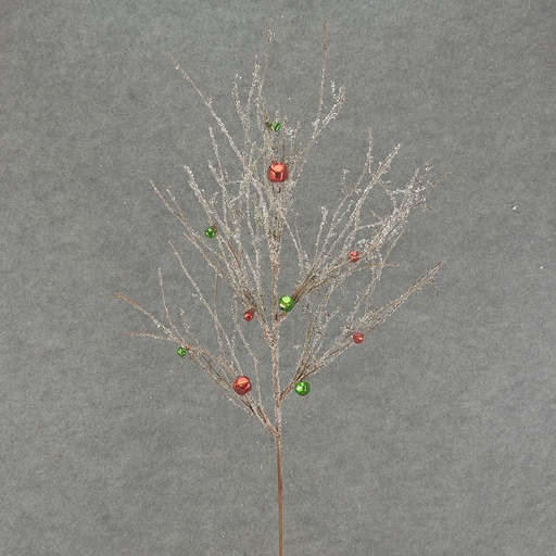 [XA7136] TWIG BRANCH W/SNOW&BELLS 32"