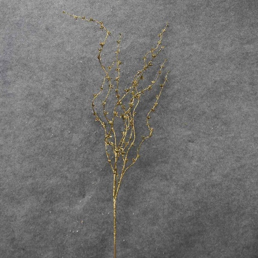 [XA8109-GLD] GLITTER TWIG SPRAY W/LEAVES 41"  GOLD