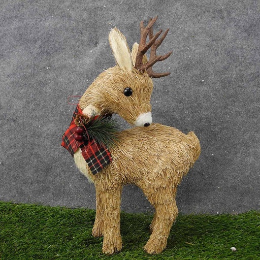 [XL8066] DEER STANDING SISAL 9"X15.75" W/SCARF