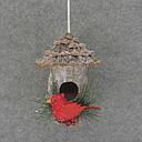 [XL6055] BIRDHOUSE w/BIRD 5x6" ROUND ROOF
