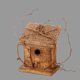 [XR4006-NS] BIRDHOUSEw/BURLAP ROOF 4&quot;x3&quot;x7&quot;  NO SNOW