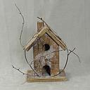 [XR4011] BIRDHOUSE w/BURLAP ROOF & GLIT 4"x3"x8.5"