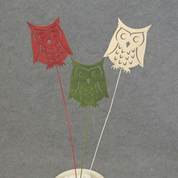 [XJ5027-AST] OWL PICK WOOD  3 ASST  12"