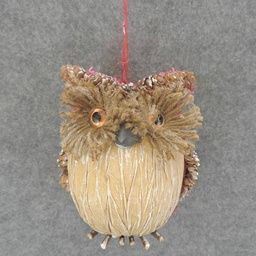 [XL6044] OWL 5.5" BURLAP/CONES w/HANGER