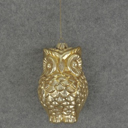 [XM5016-LGD] ORNAMENT GLASS OWL 4.75&quot;  LIGHT GOLD