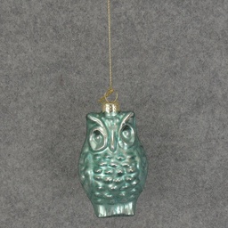 [XM5017-BLU] ORNAMENT GLASS OWL 3&quot;  BLUE