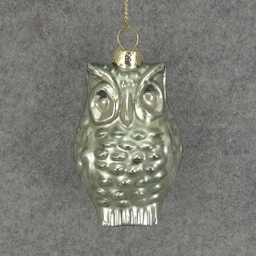 [XM5017-LTB] ORNAMENT GLASS OWL 3&quot;  LIGHT BLUE