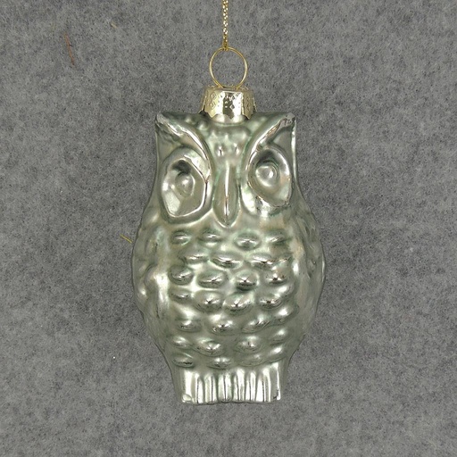 [XM5017-LTB] ORNAMENT GLASS OWL 3"  LIGHT BLUE