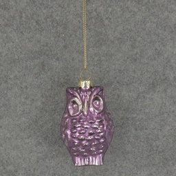 [XM5017-PUR] ORNAMENT GLASS OWL 3&quot;  PURPLE