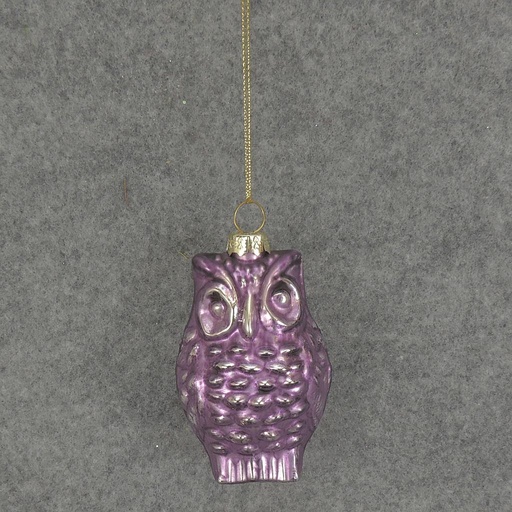 [XM5017-PUR] ORNAMENT GLASS OWL 3"  PURPLE