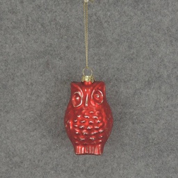 [XM5017-RED] ORNAMENT GLASS OWL 3"  RED