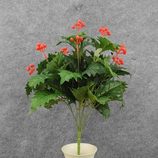 [XN8011-GRN] HOLLY BUSH X9 18" W/BERRIES GREEN