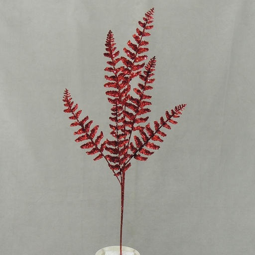 [XE4071-RED] FERN GLITTER SPRAY 26"  RED
