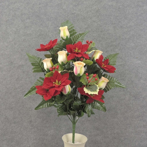 [XE7033] 21" POINSETTIA/ROSE HALF BUSH X18