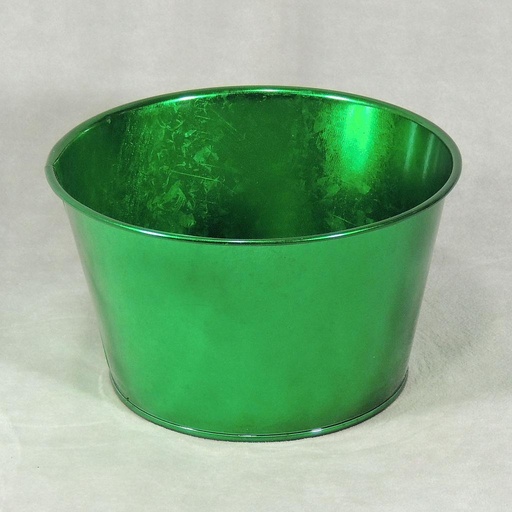 [XR4027-GRN] PLANTER METAL W/LINER 6"Dx4"H GREEN