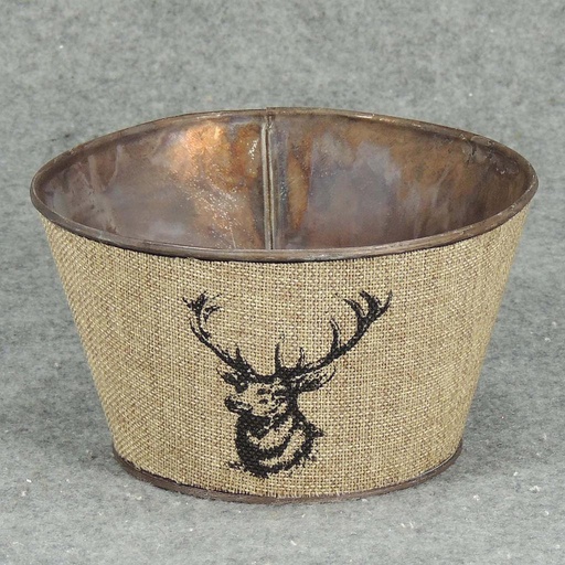 [XR4036] PLANTER W/LINER 6"D X 4"H ELK BURLAP BROWN