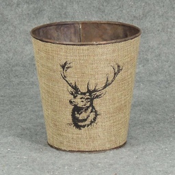 [XR4040] PLANTER W/LINER 5.5&quot; x 6&quot;H ELK BURLAP BROWN