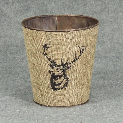[XR4040] PLANTER W/LINER 5.5" x 6"H ELK BURLAP BROWN