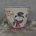 [XR7012-SNM] PLANTER TIN METAL W/LINER 7x6&quot; SNOWMAN