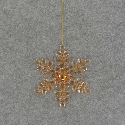 [XB6222-PCH] SNOWFLAKE 7" W/HANGER ACRYLIC W/GEM PEACH