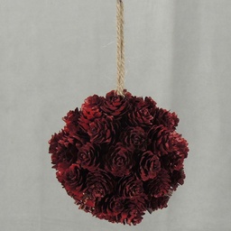 [XJ4026-RED] ORNAMENT 5" BALL PINE CONE  RED