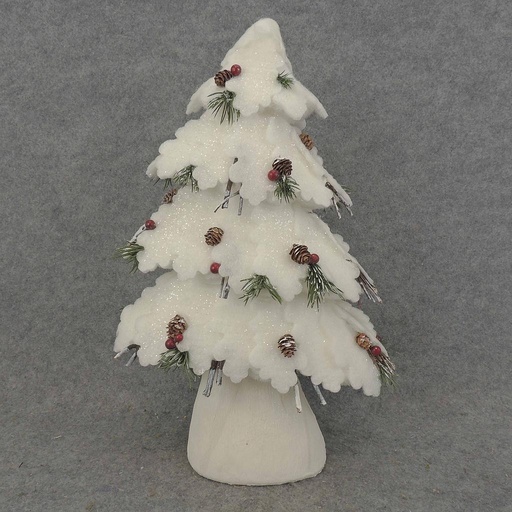[XL6049] TREE FELT 12x18" CONES/BERRIES WHITE