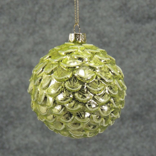 [XM4032-GRN] ORNAMENT GLASS PINECONE  GREEN