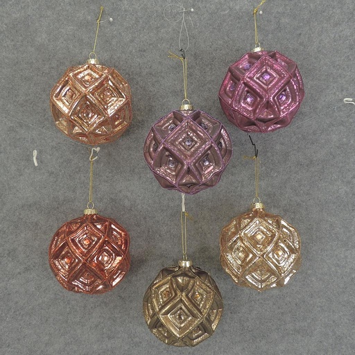 [XM5004-AST] ORNAMENT ASSORTMENT 4" 6-ASST METALLIC