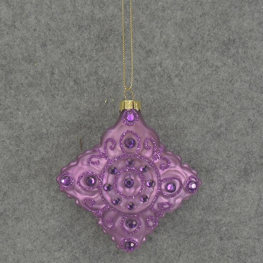[XM5009-PUR] ORNAMENT DIAMOND GLASS 3.5"  PURPLE