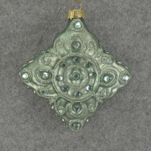 [XM5009-TEA] ORNAMENT DIAMOND GLASS 3.5"  TEAL