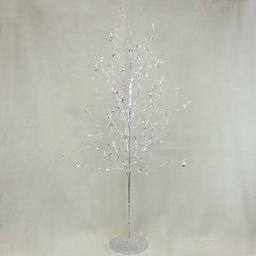 [XR302] TREE 40&quot; BEADED SILVER/CLEAR