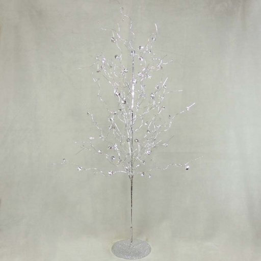 [XR302] TREE 40" BEADED SILVER/CLEAR