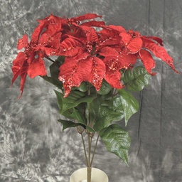 [XB7025-RED] POINSETTIA BUSH X5 W/GLITTER