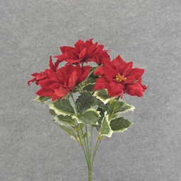 [XE6052] POINSETTIA VELVET BUSH X9 14&quot; RED W/HOLLY LV