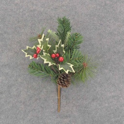 [XB6147] PINE PICK W/HOLLY/BERRIES 12&quot;