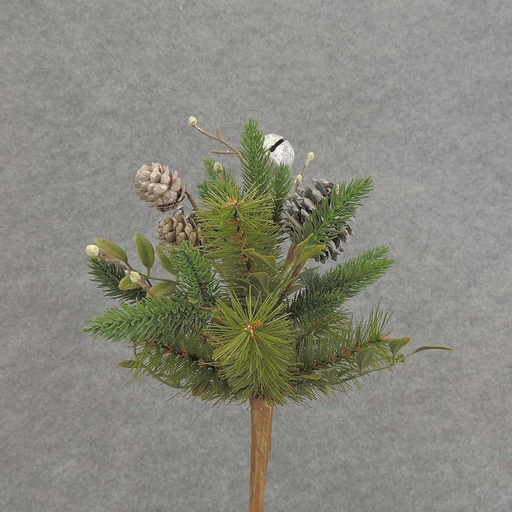[XE5065] PINE PICK W/CONES/BELLS 12" WHITE
