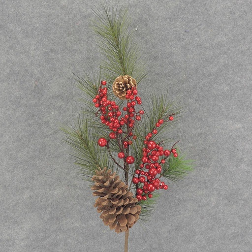 [XL6007] PINE SPRAY X5 32" BERRY/CONES