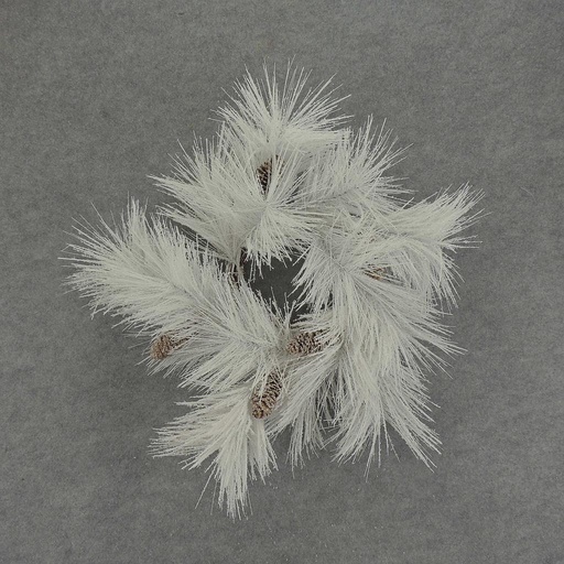 [XL7012] PINE WREATH 22" WHITE W/CONES