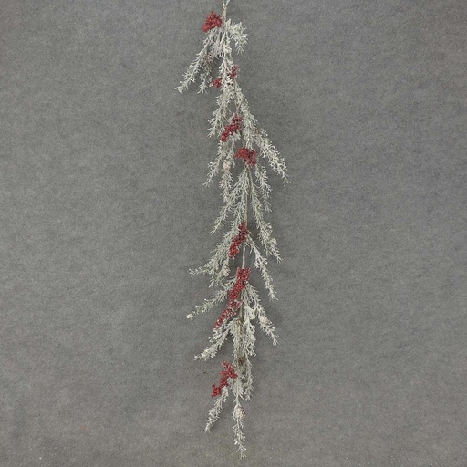 [XL7038] PINE GARLAND W/BERRY CLUSTERS W/SNOW 45"