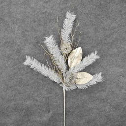 [XL8051] PINE PICK W/TWIG/CONE/LEAF 22&quot; WHITE/GOLD