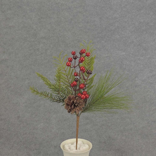 [XR5024] PINE SPRAY 16" W/ BERRY/CONES