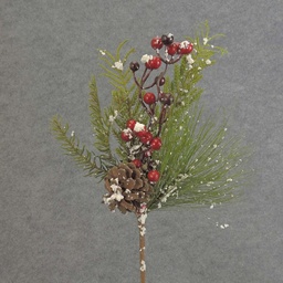 [XR5025-SNO] PINE SPRAY 16&quot; W/ BERRY/CONES SNOW