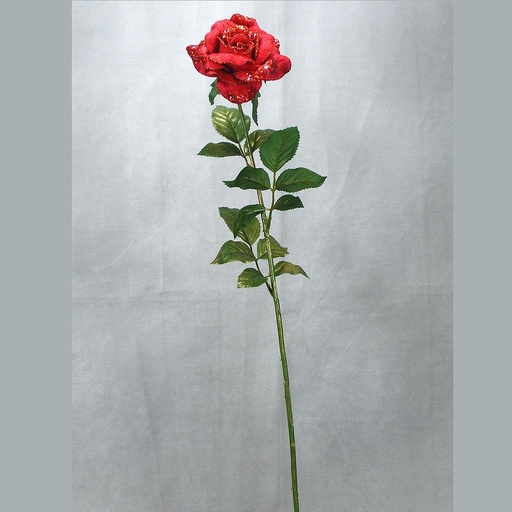 [XE3112] ROSE CABBAGE GLIT. SPRAY RED FLOCKED