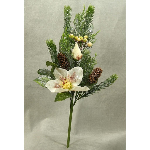 [XE351-MAV] HELLEBORUS/CONE/PINE/BERRY/MIST 18" SPRAY MAUVE