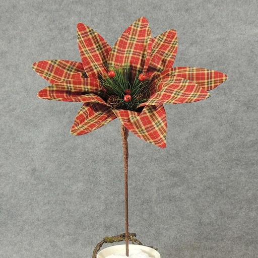 [XJ4064] POINSETTIA W/PINE & BERRIES 18" FABRIC 11" Dia. RED/GREEN
