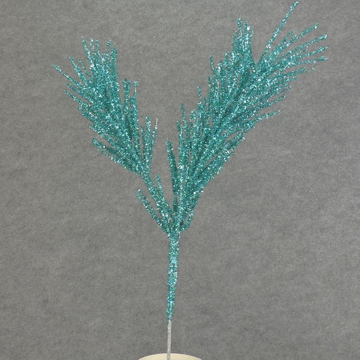 [XE5060-AQU] SEQUIN PINE SPRAY 25"  AQUA